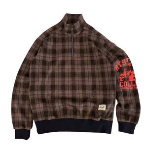 Hysteric Glamour Fuzzy Quarter Zip Pullover Brown Plaid Sz S
